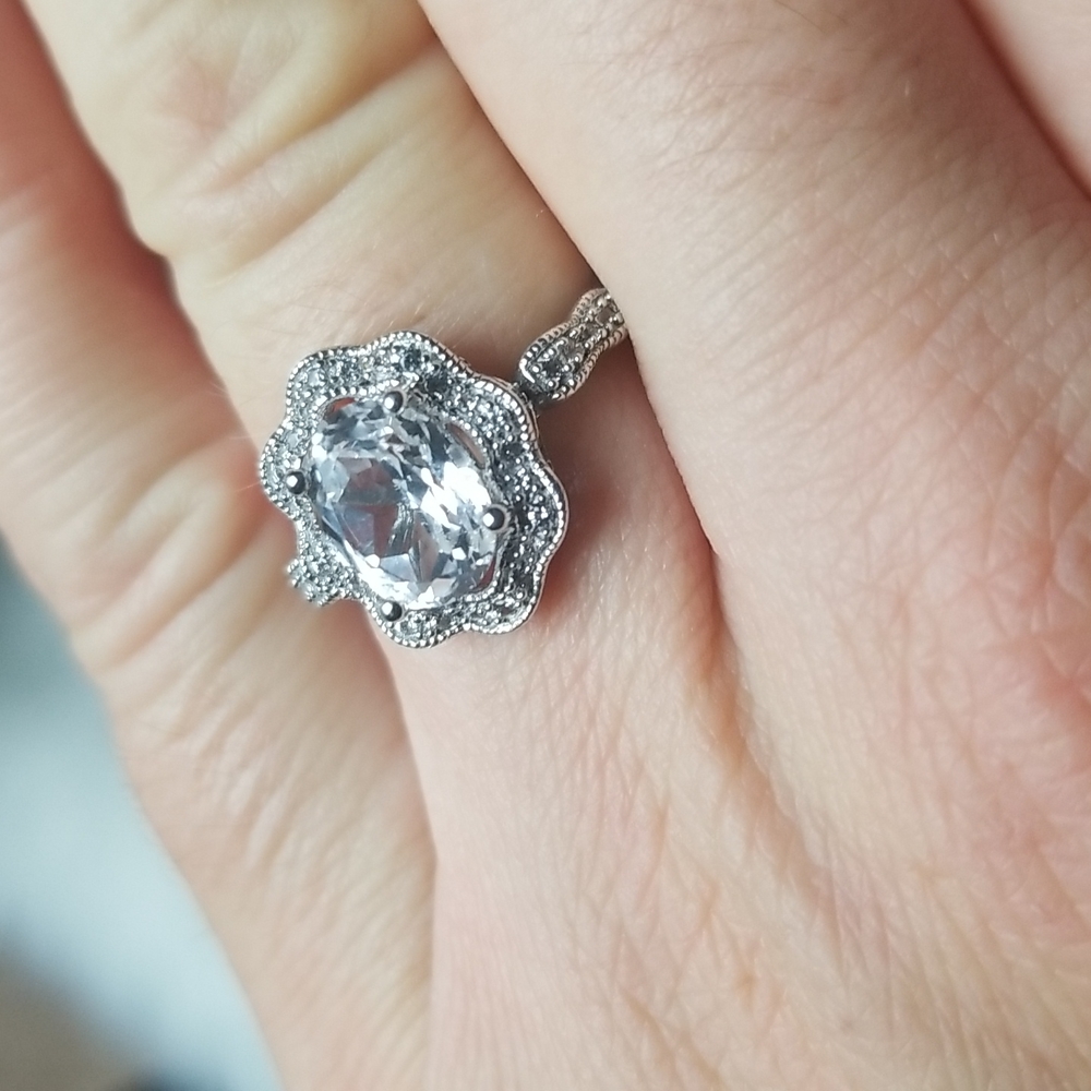 Lorenzo 18k White Gold Over 925 Sterling Silver White Sapphire Ring Size 6 1/4